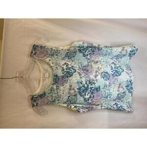 Christopher Banks NWT Woman L Sleeveless Scoop Neck Soft Floral Cottagecore Top